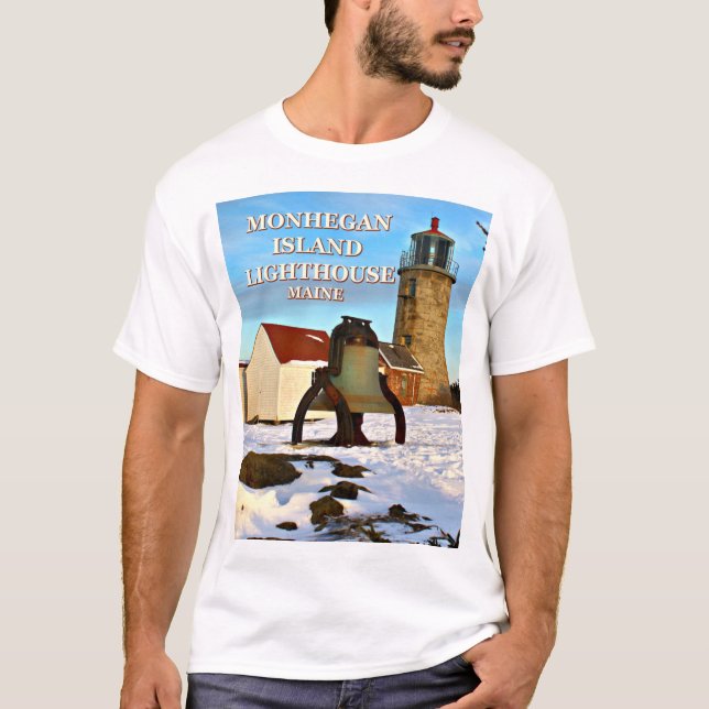 Camiseta Farol da ilha de Monhegan, t-shirt de Maine (Frente)