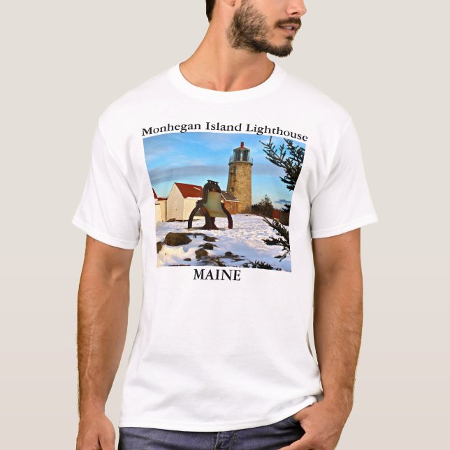 Camiseta Farol da ilha de Monhegan, t-shirt de Maine (Frente)