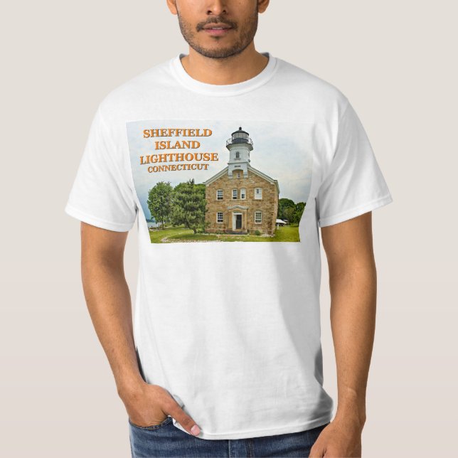 Camiseta Farol da ilha de Sheffield, Connecticut (Frente)