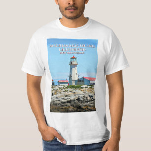 Camiseta Farol da ilha do selo de Machias, t-shirt novo de