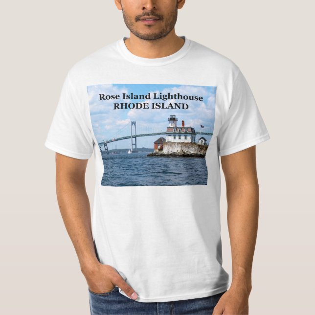 Camiseta Farol da Ilha rosa, Camisa-T da Ilha Rhode (Frente)