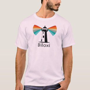 Camiseta Farol de Biloxi Mississippi Arco-íris