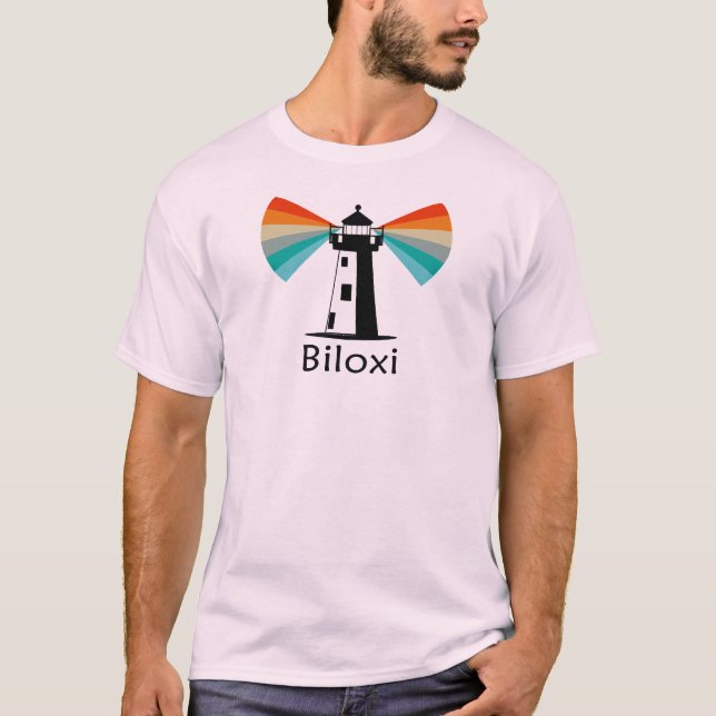 Camiseta Farol de Biloxi Mississippi Arco-íris (Frente)