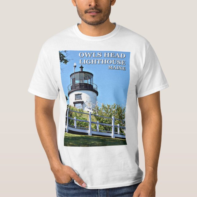 Camiseta Farol de Cabeça de Coruja, Maine T-Shirt (Frente)