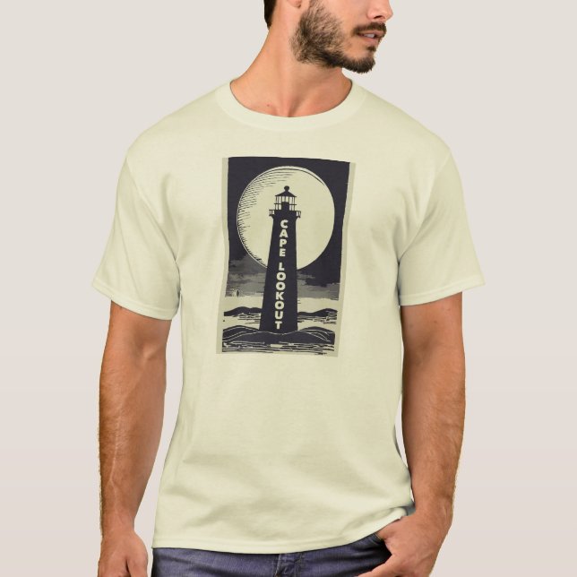 Camiseta Farol de Cape Lookout na Carolina do Norte (Frente)