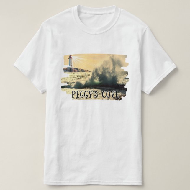 Camiseta Farol de encosta da Peggy que se enrola sobre onda (Frente do Design)