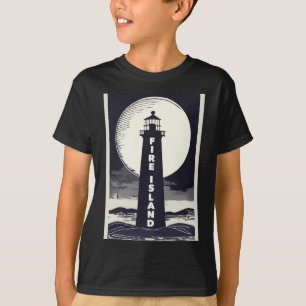 Camiseta Farol de Fire Island Nova York Lua