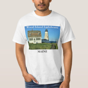 Camiseta Farol de madeira da ilha, t-shirt de Maine