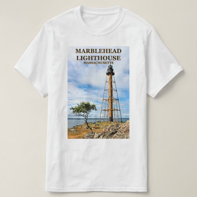 Camiseta Farol de Marblehead, t-shirt de Massachusetts (Frente do Design)