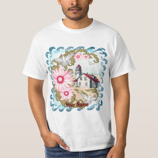 Camiseta Farol de margarida rosa (Frente)