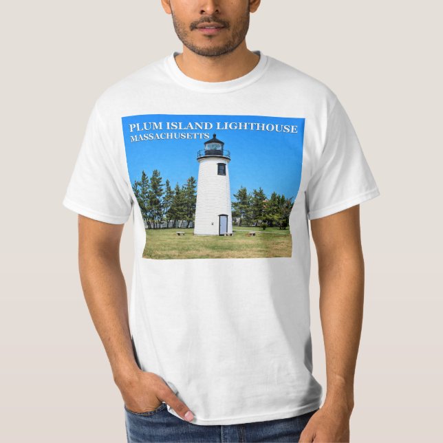 Camiseta Farol de Plum Island, Massachusetts T-Shirt (Frente)