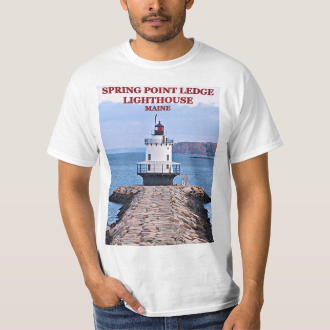 Camiseta Farol de ponta primavera, Camisa-T Maine (Frente)