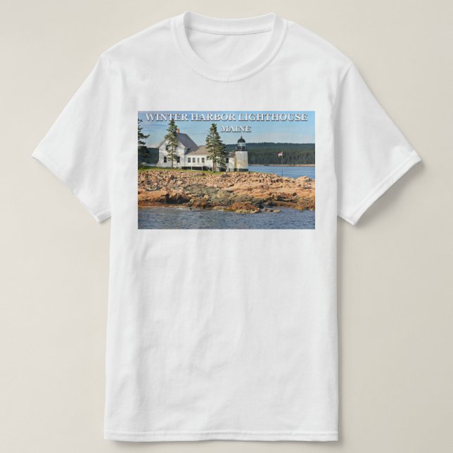 Camiseta Farol do porto do inverno, Maine (Frente do Design)