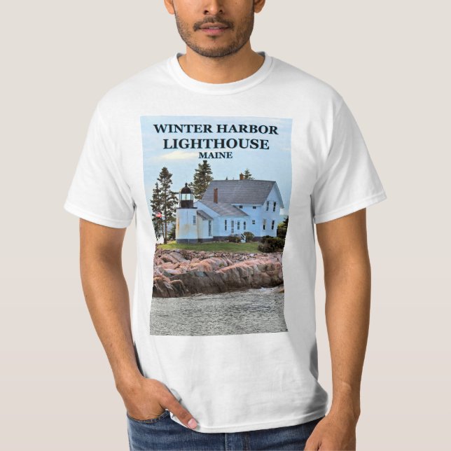 Camiseta Farol do porto do inverno, t-shirt de Maine (Frente)
