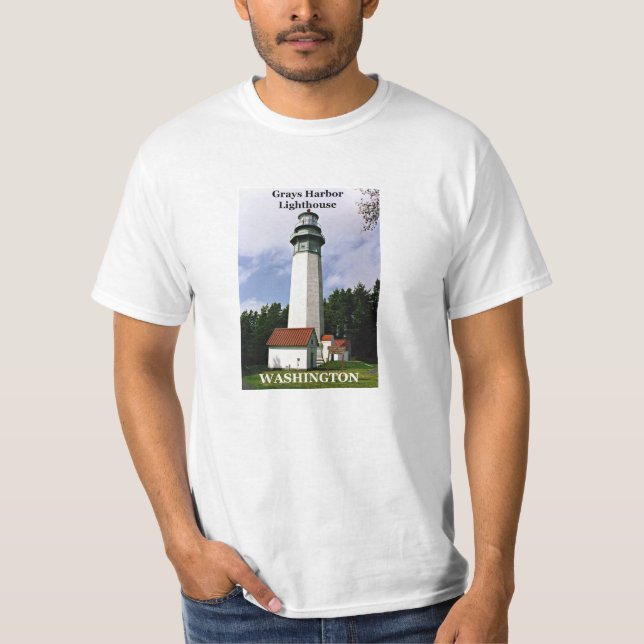 Camiseta Farol do porto dos cinzas, t-shirt de Washington (Frente)