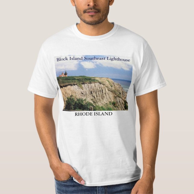 Camiseta Farol do sudeste da ilha de bloco, t-shirt de RI (Frente)