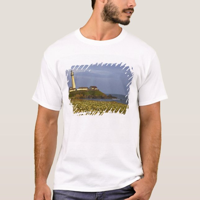Camiseta Farol em Pigeon Point State Beach em San (Frente)