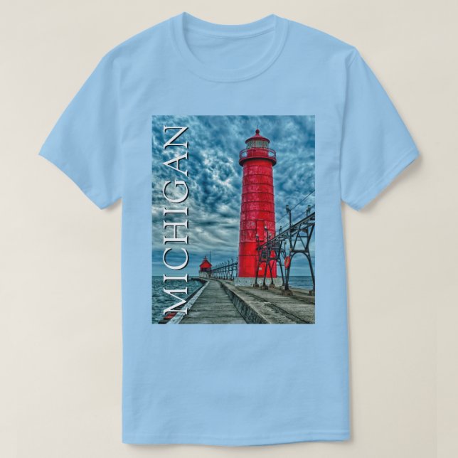 Camiseta Farol Grand Haven | Michigan (Frente do Design)
