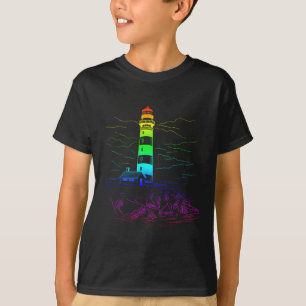 Camiseta Farol LGBT Homossexual Navegação Marítimo Arco-Íri