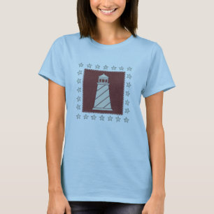 Camiseta Farol litoral da arte no vermelho
