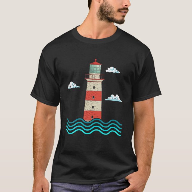 Camiseta Farol Marítimo Ondas Marítimas (Frente)