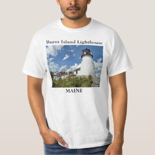 Camiseta Farol queimado da ilha, t-shirt de Maine
