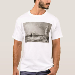 Camiseta Farol sul da parede com monte de Howth