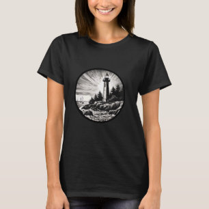 Camiseta Farol Verão de Sunset Sailboat Sail Art Sea Oce