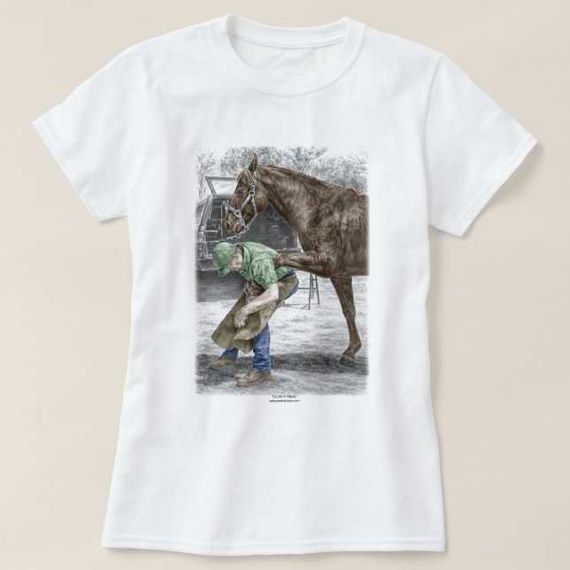 Camiseta Farrier Blacksmith Shoeing Horse (Frente do Design)
