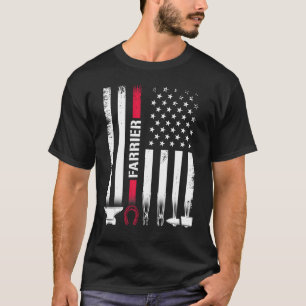 Camiseta Farrier USA Flag Horsferes Hoof Trimming Equine Sh