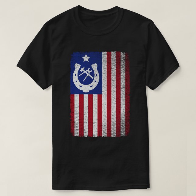 Camiseta Farrimento da Ferradura da Bandeira Americana (Frente do Design)