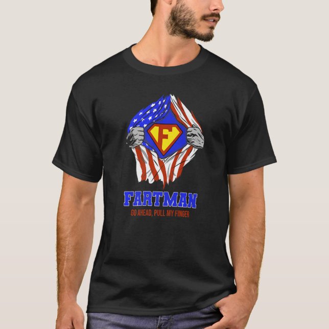 Camiseta Fartman Vá em Frente Puxe Meu Dedo, Bandeira Ameri (Frente)