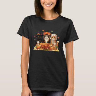 Camiseta Farto Dia de Ação de Graças Gato Peregrino Fantasi