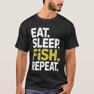 Camiseta Fãs de Pesca Comem Dormem Pescam Repetem Hobby de