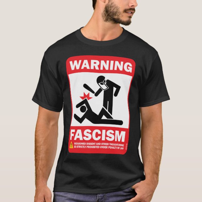 Camiseta fascismo de advertência (Frente)