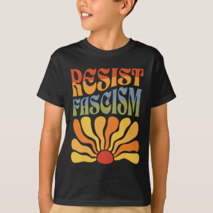 Camiseta Fascismo resistente Retro Boho Feminista Pró Escol