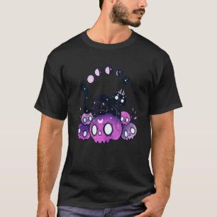 Camiseta Fase da Lua de Gato Bruxas Caveiras Fantasia de Ha