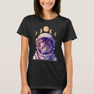 Camiseta Fase Lunar Menina Astronauta Astronomia Astrologia