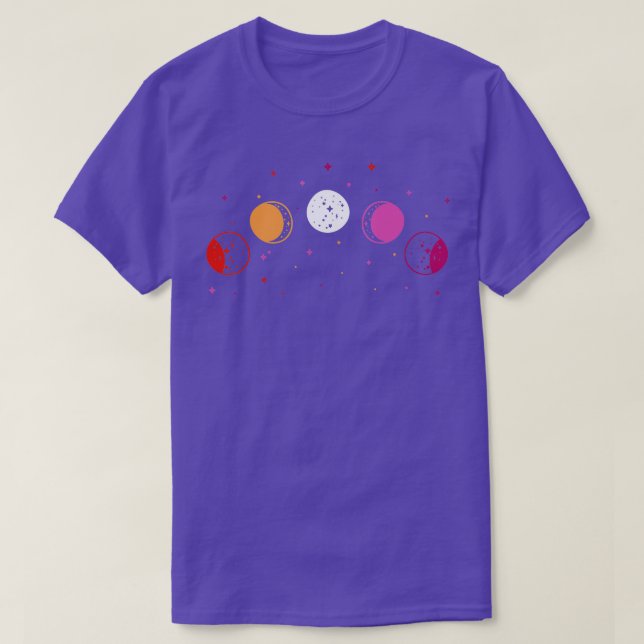 Camiseta Fases da Lua Astronomia Sutil Sinalizador lésbico  (Frente do Design)