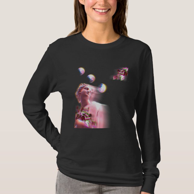 Camiseta Fases da Lua Clássica de Arte Clássica com Gradien (Frente)