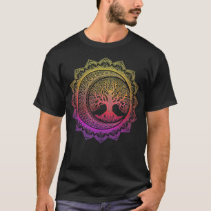 Camiseta Fases da Lua Cresente da Árvore da Vida Floral Man