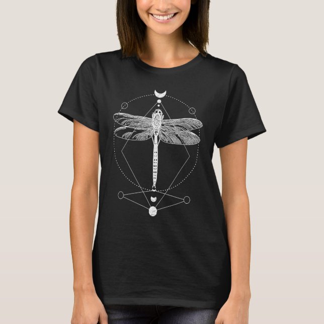 Camiseta Fases da Lua Dragonfly  Fase lunar Bruxaria Oculto (Frente)