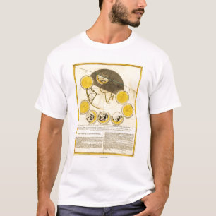 Camiseta Fases da lua em torno do mapa da terra
