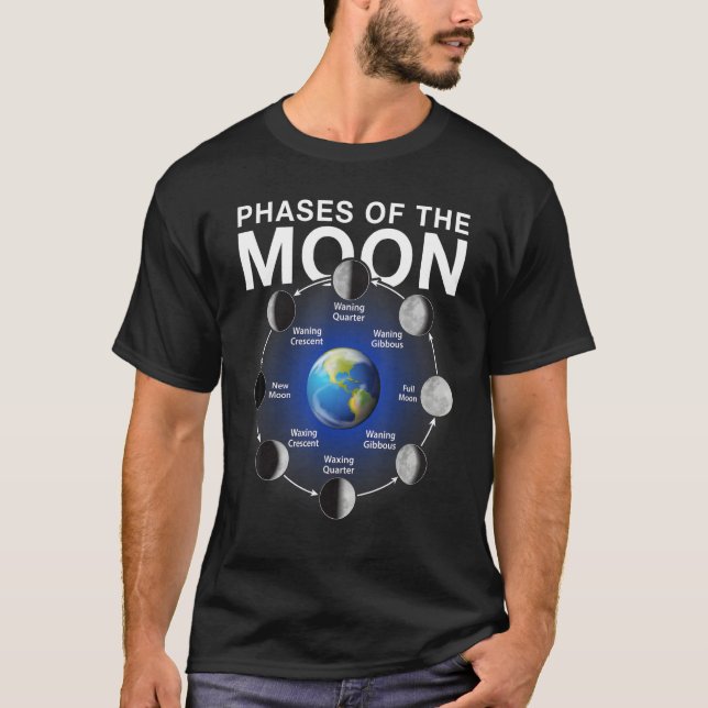 Camiseta Fases da Lua  Fase da Lua  Espaço (Frente)
