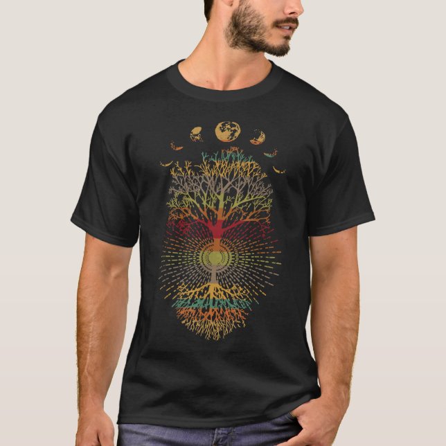 Camiseta Fases Da Lua Retro S S Vibe Árvore Da Vida (Frente)