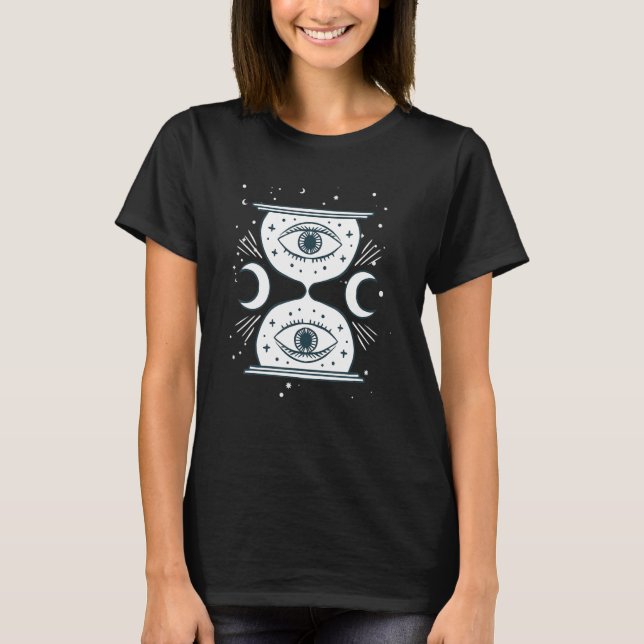 Camiseta Fases Da Proteção Dos Olhos De Mau Da Lua Místicos (Frente)