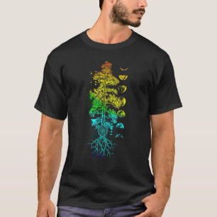 Camiseta Fases Da Vida Da Lua Yoga Chakra Rainbo
