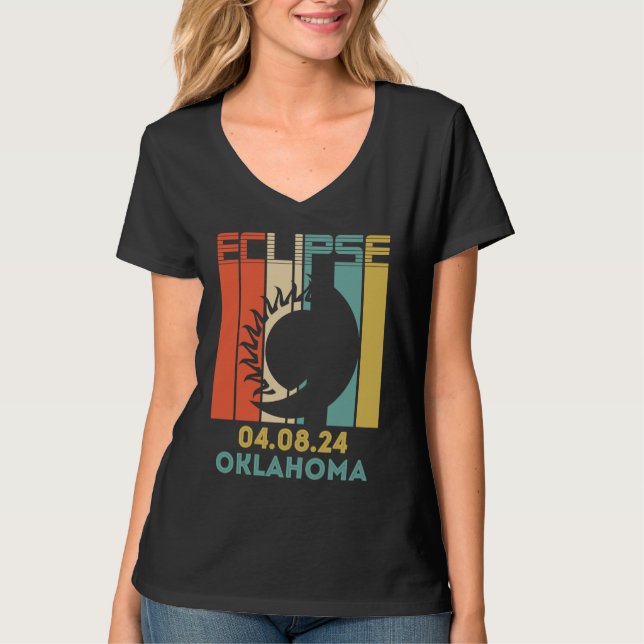 Camiseta Fases do Eclipse Solar Total da América em 8 de ab (Frente)