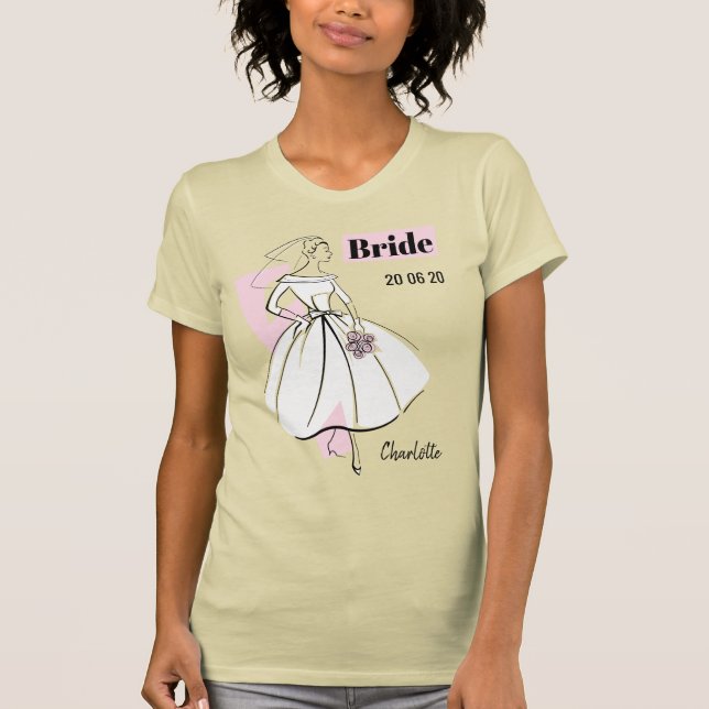 Camiseta Fashion Bride Neutral Group Nome da Noiva (Frente)