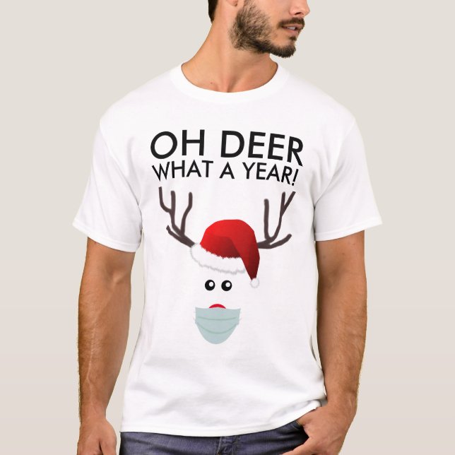 Camiseta Fashion Engraçado de Natal Reindeer (Frente)